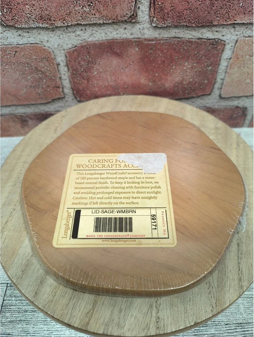 Longaberger Warm Brown Sage WoodCrafts Basket Lid Vintage 2002 59171 New Hostess